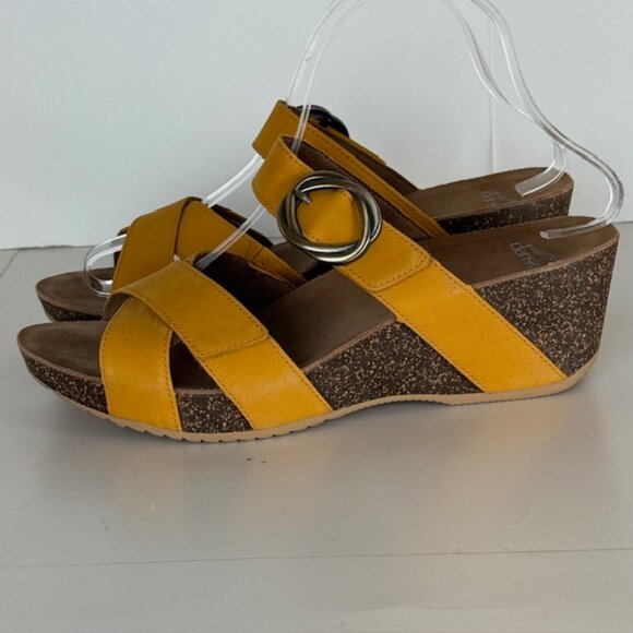 Dansko Susie Wedge Slide Sandals Size 40 US 9.5-10 Mango Milled Nubuck Cork - Picture 1 of 10